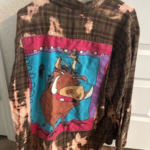 American Dance Party Vintage Plaid Flannel with Pumbaa Graphic